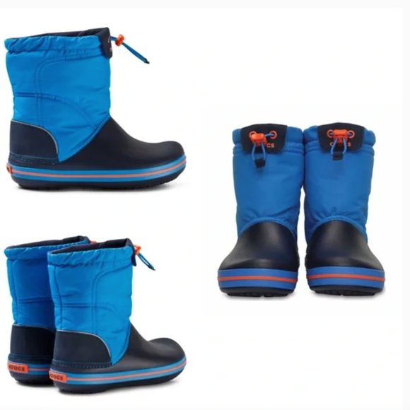 CROCS Other - CROCS unisex blue slip on rubber bottom winter boots toddler size 6